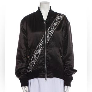 Crystal Amiri Bomber Jacket - Black - size XL - Unisex - Silk Bomber Jacket Coat